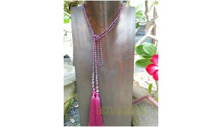 long strand necklaces tassels beads double mono color